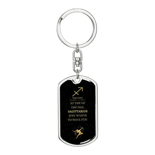 Fun Sagittarius | Zodiac Dog Tag Keychain