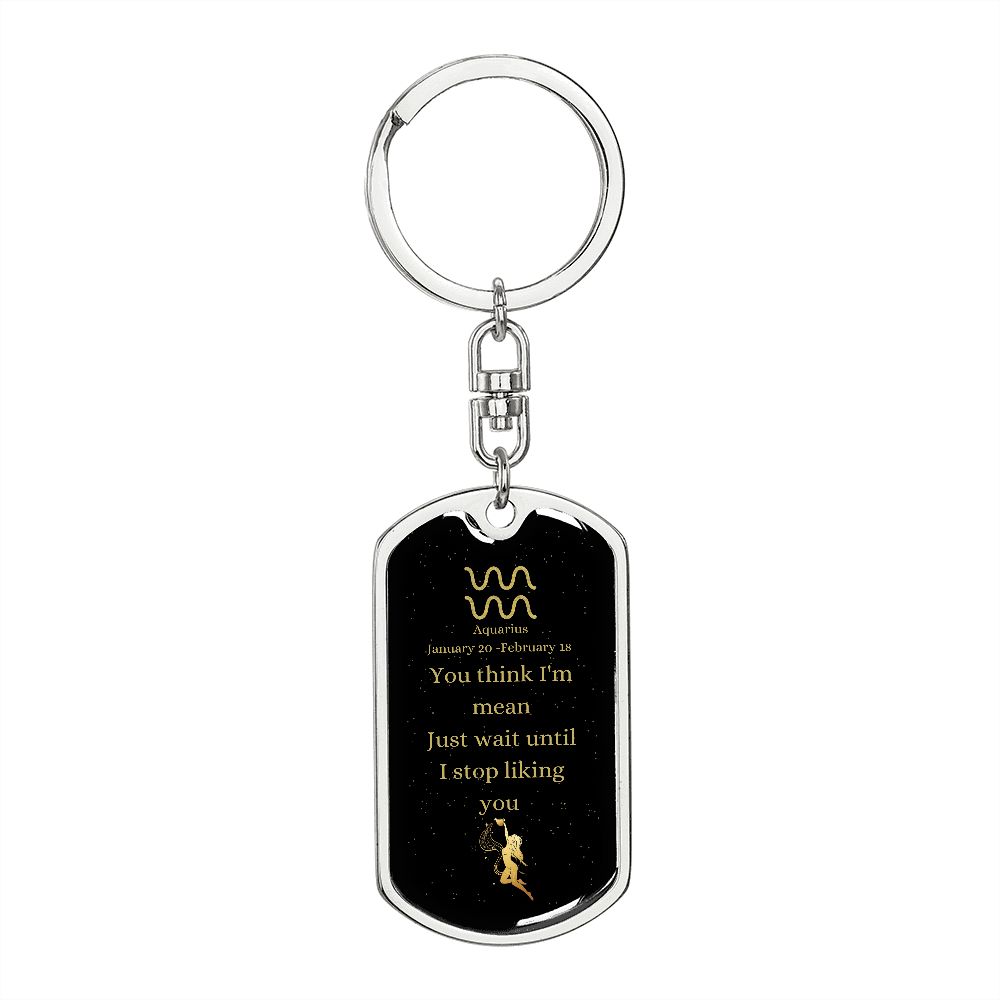 Mean Aquarius | Zodiac Dog Tag Keychain