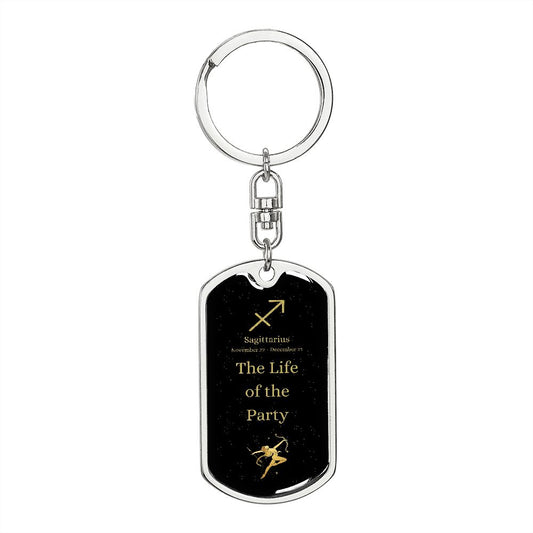 Life of the Party Sagittarius |Zodiac Dog Tag Keychain