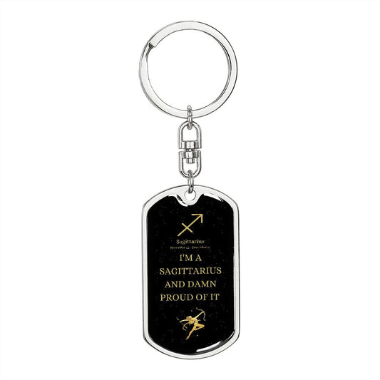 Damn Proud Sagittarius | Zodiac Dog Tag Keychain