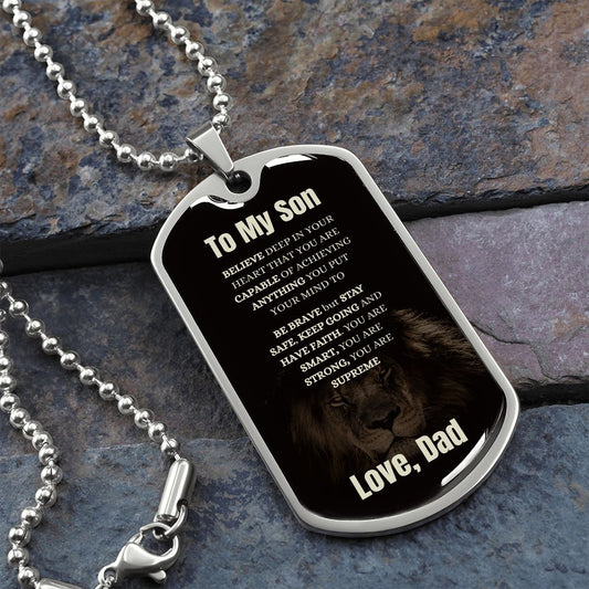 To My Son from Dad | Believe Dog Tag