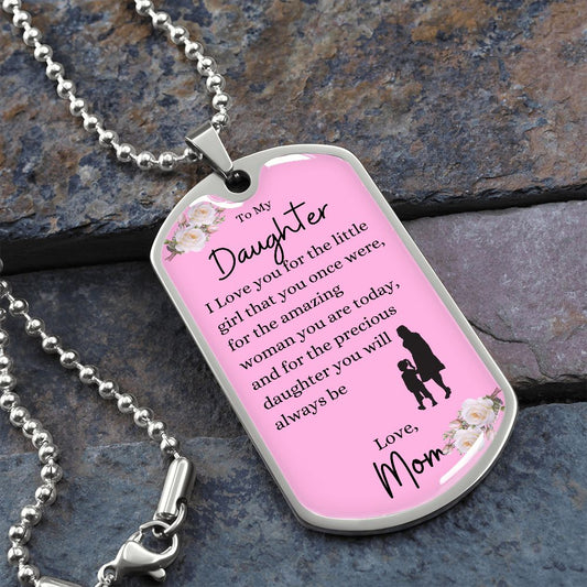 To My Daughter from Mom | Pink Dog Tag