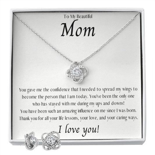 To my Beautiful Mom | Love Knot Earring & Necklace Set