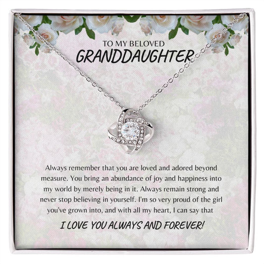 To My Beloved Granddaughter | Always Remember Love Knot Necklace