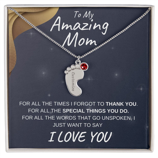 Amazing Mom | Engraved Birthstone Foot