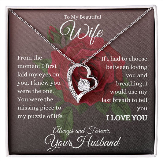 To My Beautiful Wife | Rose Forever Love Necklace